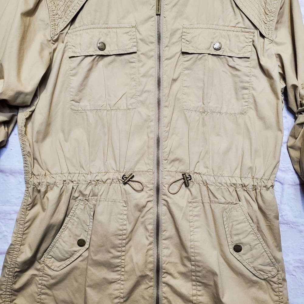 Michael Kors Utility Style Jacket Womens Small Tan Cotton Safari Adventure Coat - Picture 5 of 16